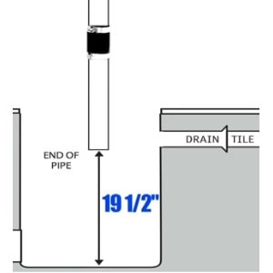 Pictureed is the measurement of the length the discharge pipe must be so the new combo pump will connect perfectly. 